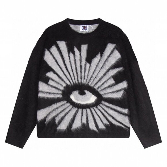 House of Errors Black Knitted Sweater With Mysterious Eye Pattern - Picture 1 of 7